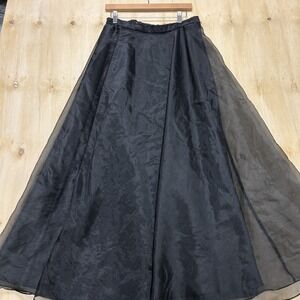 J.B.S. LTD. Skirt Womens Large Black Chiffon Maxi Long Lined Elastic Waist Party
